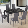 Conjunto Juego de Sillas Marmol 6 unidades tapizado PU Gris