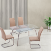Conjunto beig Mesa Rectangular Fija Theo patas cromadas