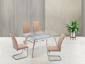 Conjunto beig Conjunto Theo Mesa + 4 Sillas
