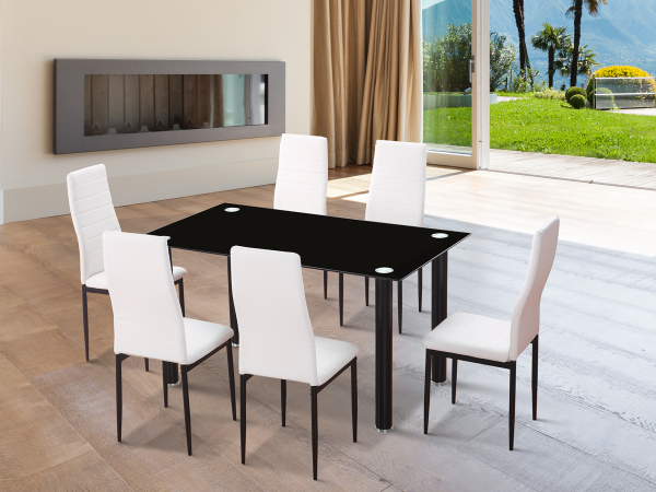 Mesa Leo Comedor Fija Rectangular Cristal negro