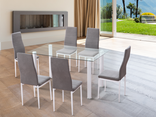 Mesa Comer Fija Rectangular Transparente Olivia