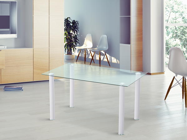 Mesa Comer Fija Rectangular Transparente Olivia