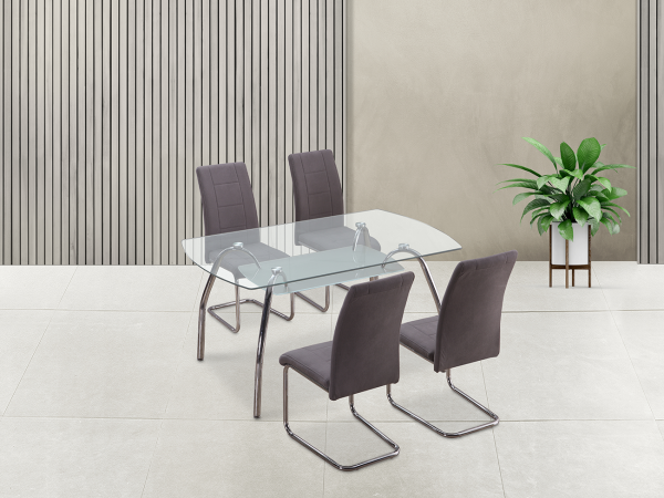 conjunto_marengo Mesa Rectangular Fija Theo patas cromadas