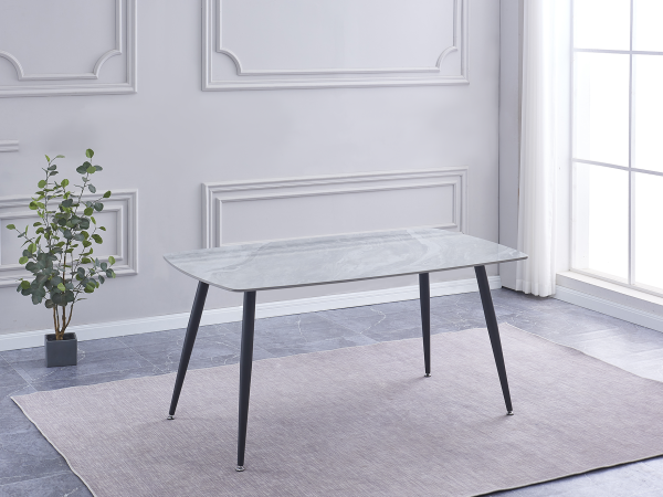 Mesa Conjunto mesa comedor imitación Mármol + 4 sillas tapizadas Latte / Tórtora