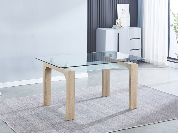 Rio_MESA_cambria copia Conjunto mesa Rio cristal + 4 sillas Lara Beig/gris
