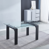 Rio_MESA_negra copia Conjunto mesa Comedor Cristal Rio + 4 Sillas Alba Beig/gris