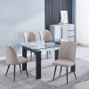 conjunto Conjunto mesa Comedor Cristal Rio + 4 Sillas Alba Beig/gris
