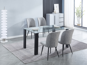 Conjunto mesa Alma + 4 sillas Alba Beig/gris