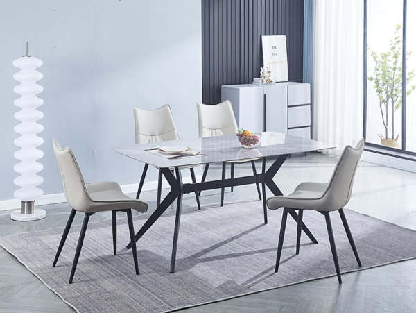 Conjunto Abril mesa + 4 sillas Beig/Gris