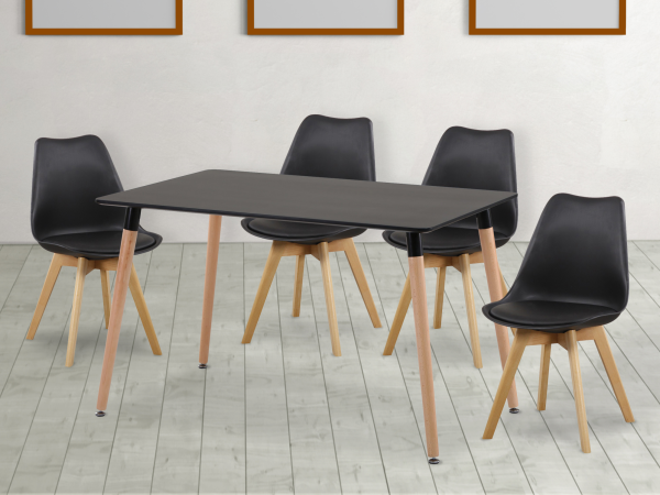 Mesa Pirineo rectangular de 120 cm blanco / negro