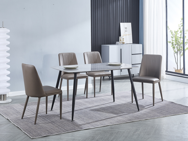 conjunto_tor Conjunto mesa comedor imitación Mármol + 4 sillas tapizadas Latte / Tórtora