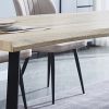 detalle_mesa Conjunto de Comedor con Mesa Fija MDF y 4 Sillas Tapizadas en Tela Beig / Gris