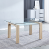 Conjunto Rio mesa Cristal Comedor Fija + 4 Sillas tap. Madera