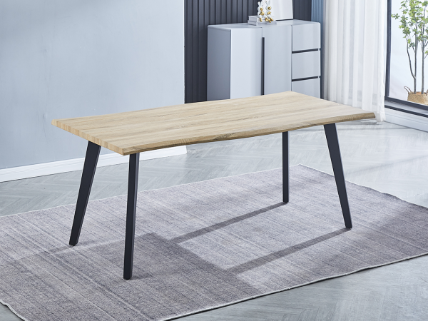 mesa Conjunto de Comedor con Mesa Fija MDF y 4 Sillas Tapizadas en Tela Beig / Gris