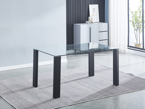 Mesa Comedor Fija Cristal templado transparente mod. Inés