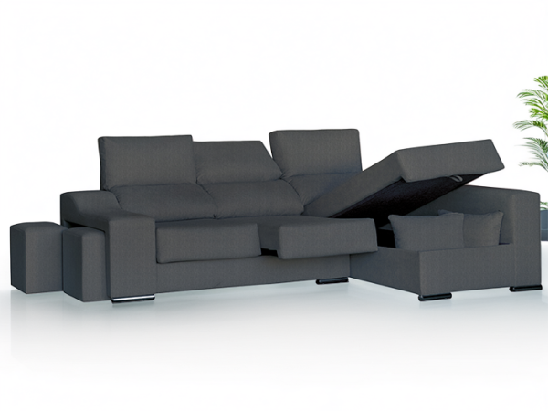 tokio abierto Chaise Longue Tokio Arcón derecha tap. Nevada