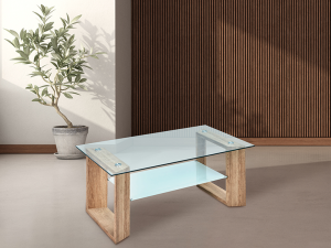 MEsa santi Mesa de centro Fija con tapa de Cristal