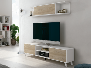 Salon_1 Composición Salón Apilable 180 cm blanco-roble